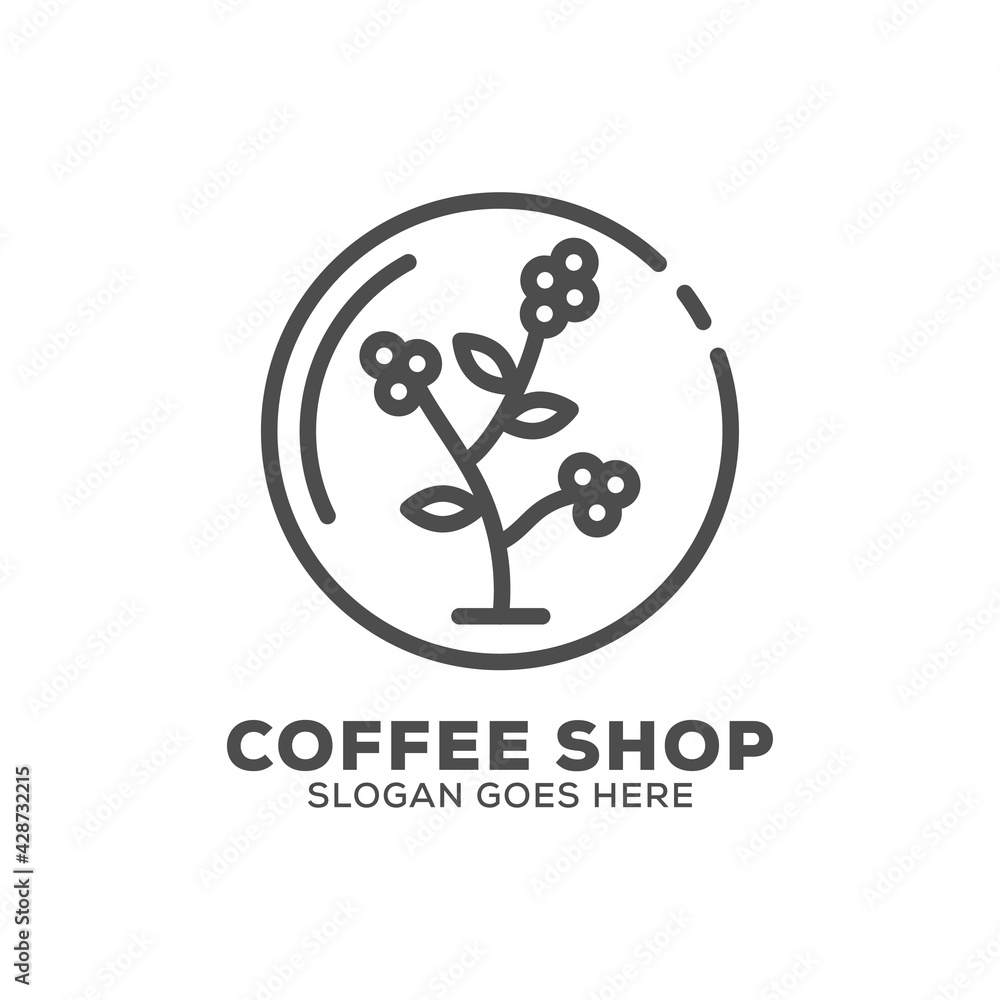 outline Coffee Farm Logo Design Inspiration, can used cafe and bar logo icon template outline Coffee Farm Logo Design Inspiration, can used cafe and bar logo icon template