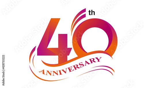 40 th anniversary logo vector design with gradient color