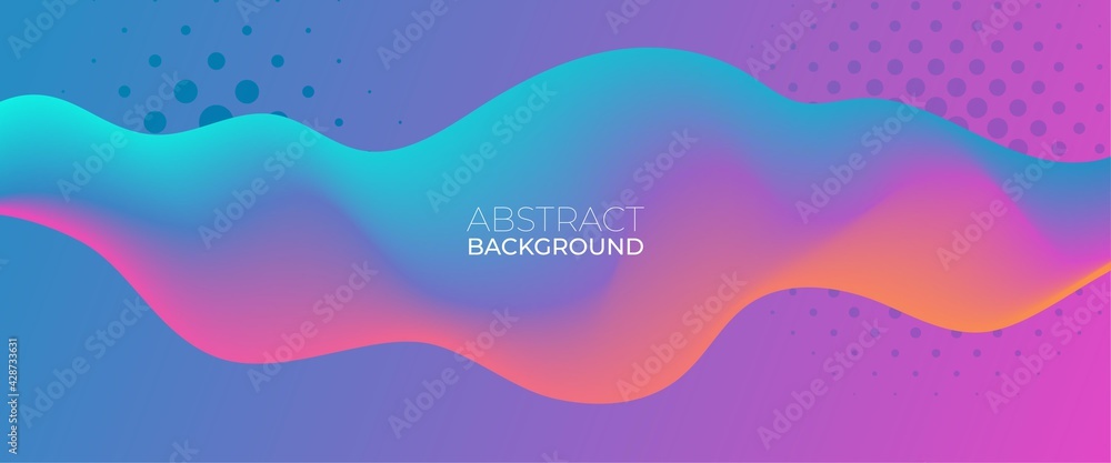 Colorful wavy background template. Bright gradient liquid color design