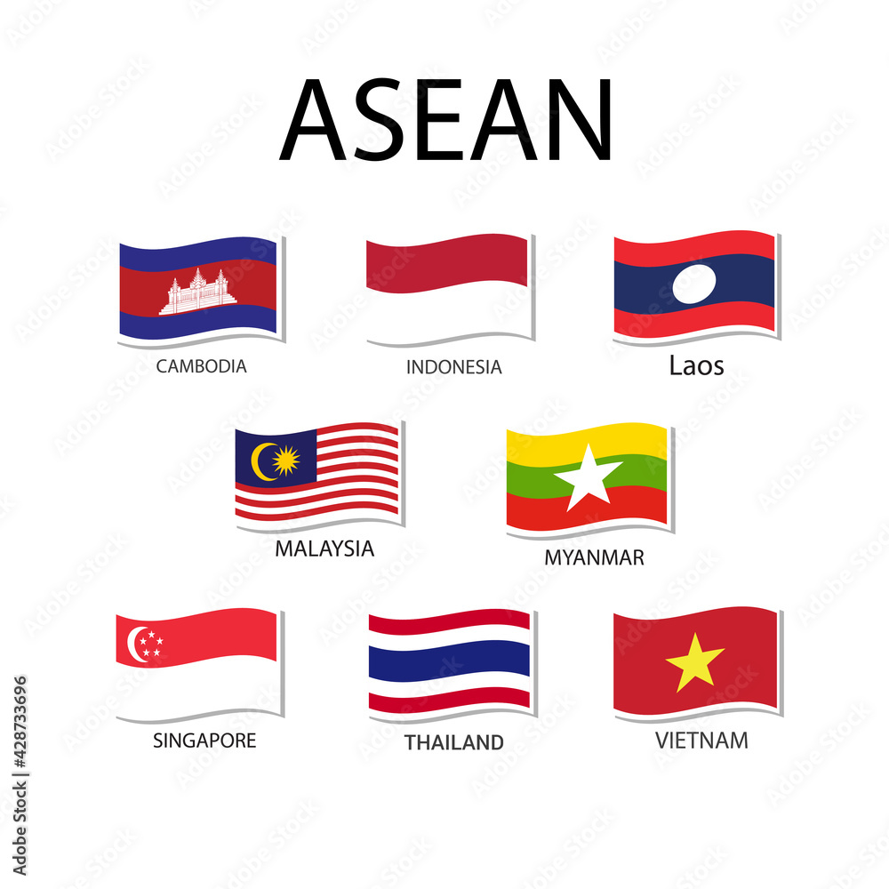 National flag in ASEAN, Vector waving design. Stock Vector Adobe Stock