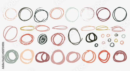 Set of hand drawn doodle irregular line circles