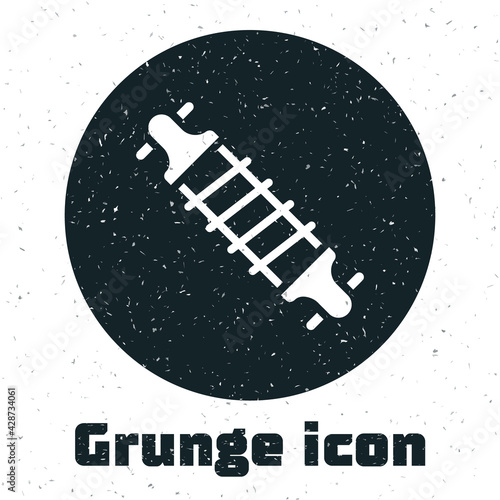 Grunge Bicycle suspension icon isolated on white background. Monochrome vintage drawing. Vector