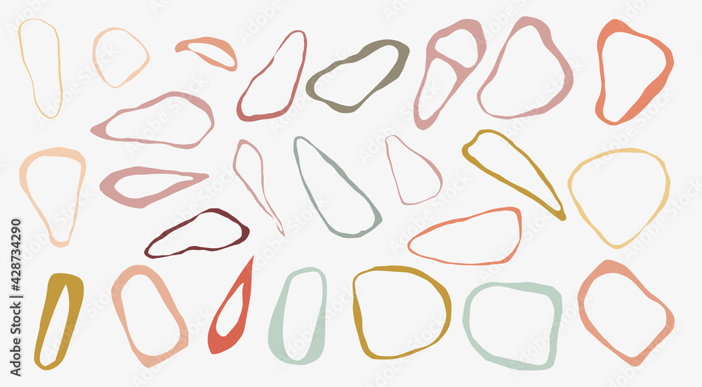 Set of abstract bionic rounded linear shapes Set of abstract bionic rounded linear shapes