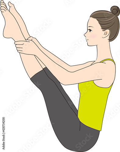 Pilates, Pose Illustration, Open leg rocker