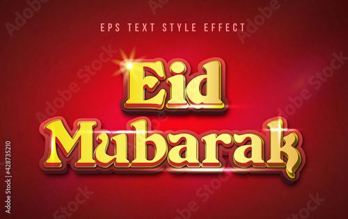 Eid Mubarak Luxury 3D Editable Text Style Effect with spark