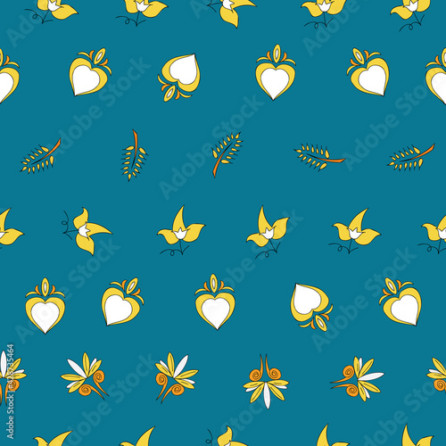 Vector allports blue background Brittany celtic, Breton trational folklore symbols seamless pattern. Seamless pattern background