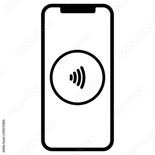 NFC on smartphone screen. Smartphone with nfc function and mobile tag. Payment with phone. Online mobile payment. Wireless payment. Transfer NFC Payment. Design, web, dev, site, ui, ux. Vector EPS 10