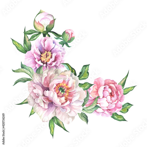 bouquet of watercolor peonies