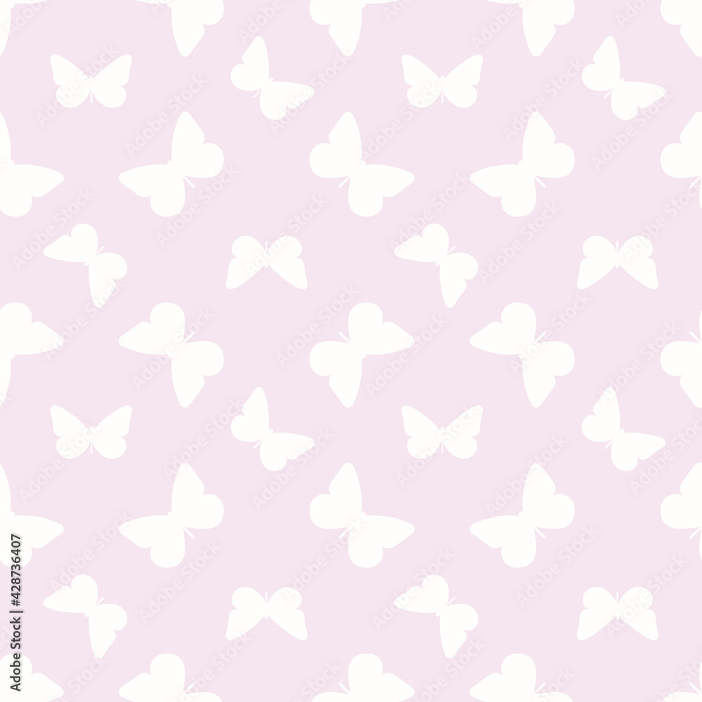 Vector butterfly cute seamless purple pattern design background