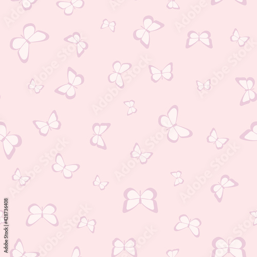 Vector butterfly cute seamless pink pattern design background