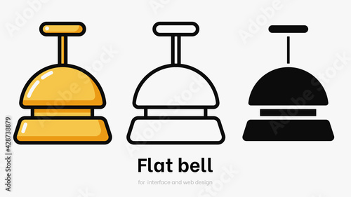 Flat table bell vector illustration set. Bell set for ui and smartphone. Set of bell symbols for call