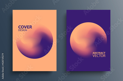 Brochure cover templates with gradient orbs round shapes. Futuristic abstract backgrounds with color gradient for your graphic design. Vector illustration.