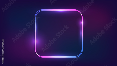 Neon double frame with shining effects