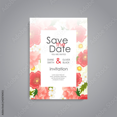 Flower border drawing - red frame