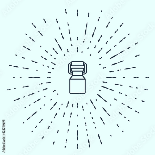 Black line Can container for milk icon isolated on grey background. Abstract circle random dots. Vector