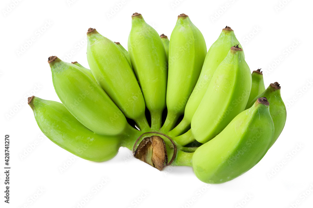 Raw Namwa bananas that are green isolated on white background Raw Namwa bananas that are green isolated on white background