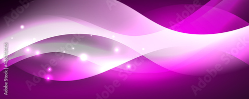Shiny glowing neon wave, light lines abstract background. Magic energy and motion concept. Vector wallpaper template