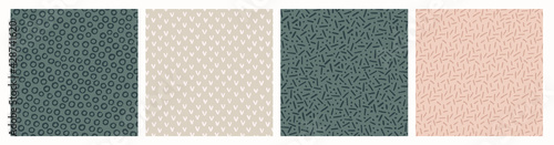 Set of hand drawn textured seamless patterns. Simple textures for background. Vector illustration.