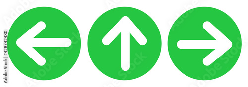 Arrow sign on green circle for direction ,Social distancing in COVID-19. symbol vector illustration