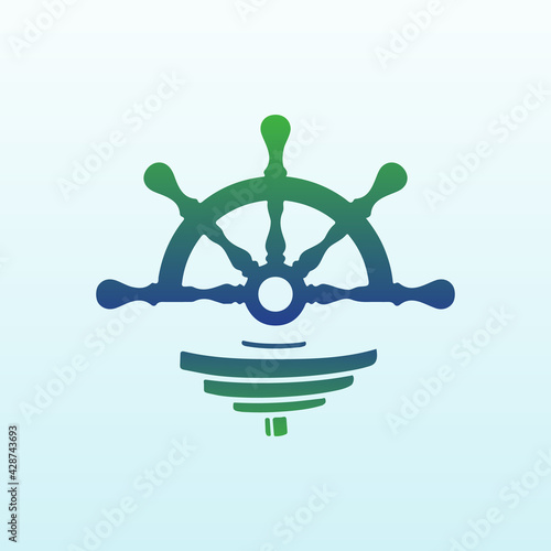Marine vector logo design with fitness icon