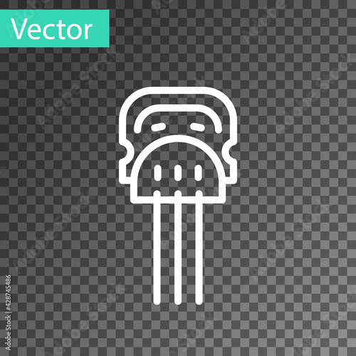 White line Flamenco woman accessories icon isolated on transparent background. Peineta. Spanish comb. Vector