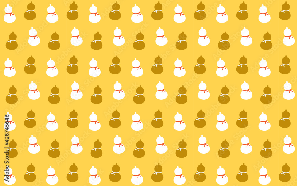 ひょうたん柄のシームレスなパターンデザイン 黄色地に白と茶色のひょうたん Stock Vector Adobe Stock