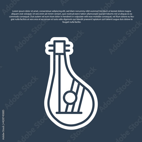 Blue line Ukrainian traditional musical instrument bandura icon isolated on blue background. Vector