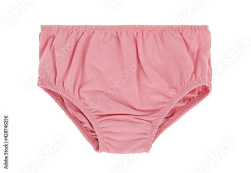 Pink baby underpants. Children's panties. Front view
