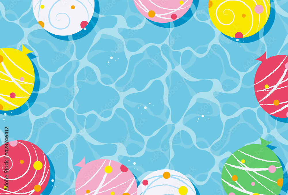 summer vector background with water balloon yo-yos in water for banners
