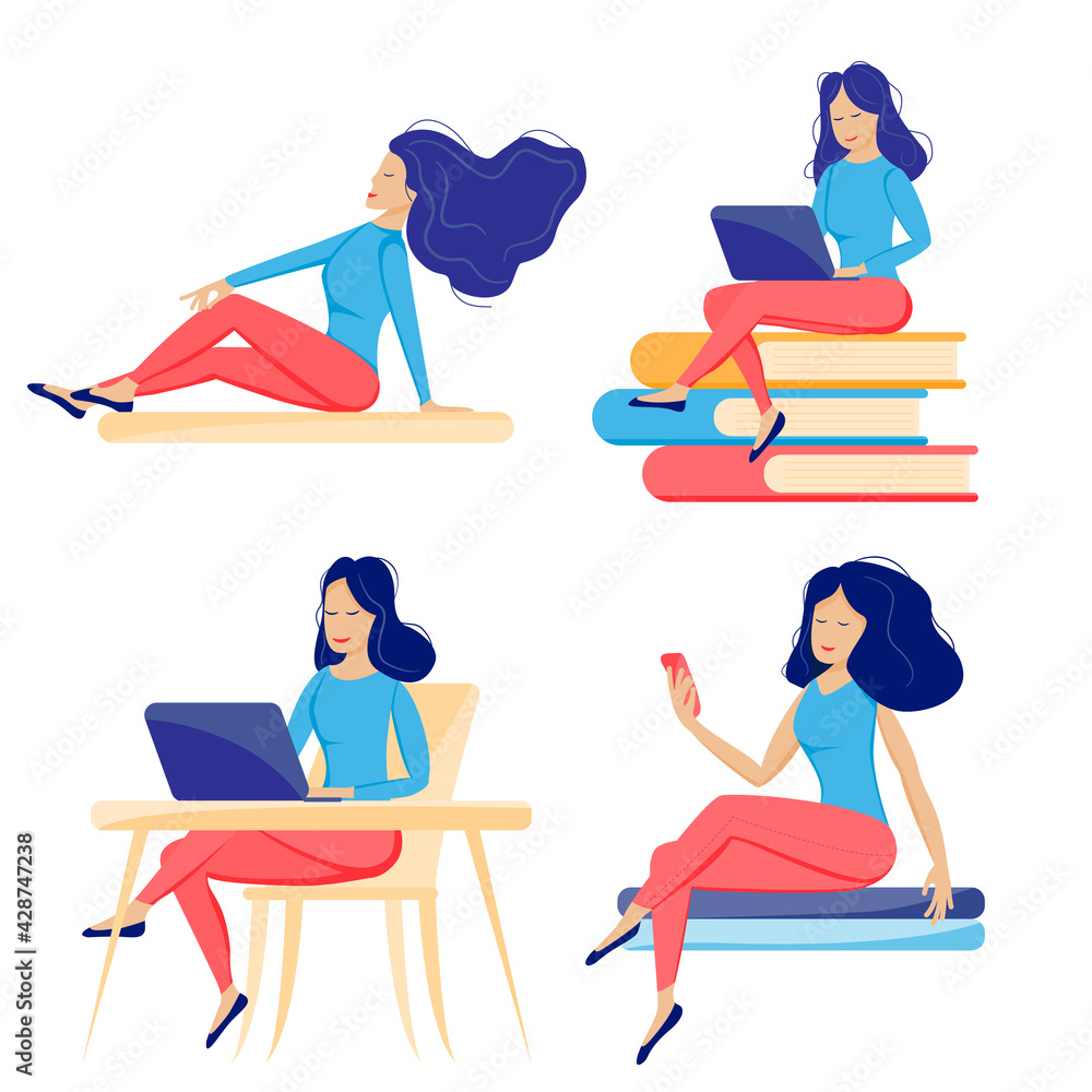 4 girls women sitting, set dd ww person 4 girls women sitting, set dd ww person