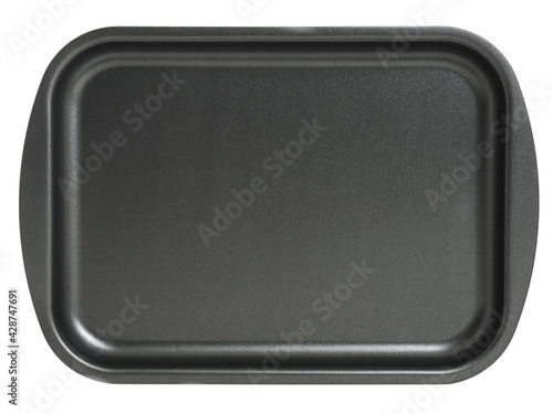 Rectangular oven tray isolated on white background, top view
