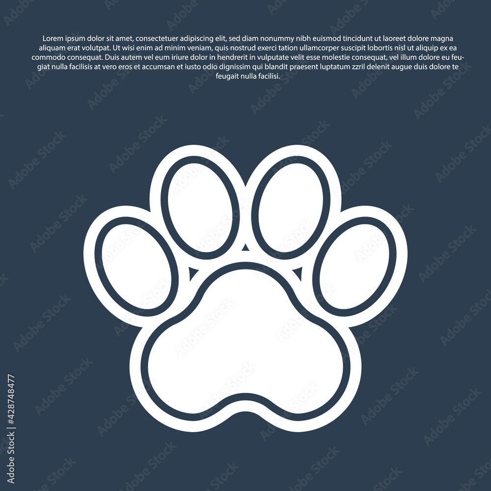 Blue line Paw print icon isolated on blue background. Dog or cat paw print. Animal track. Vector Blue line Paw print icon isolated on blue background. Dog or cat paw print. Animal track. Vector