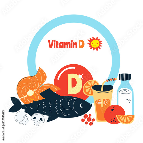 The main food sources of vitamin D. the concept of healthy eating.