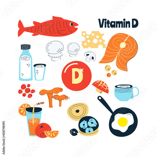 The main food sources of vitamin D. the concept of healthy eating.