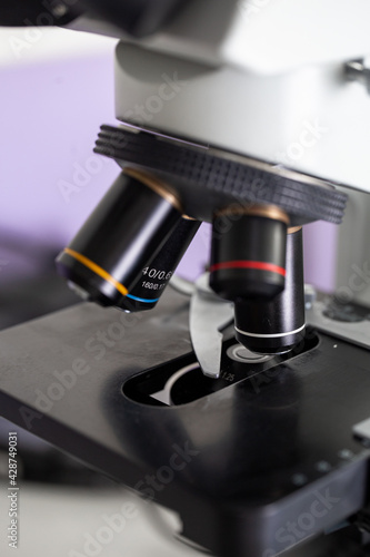 close up microscope, laboratory microscope for analysis