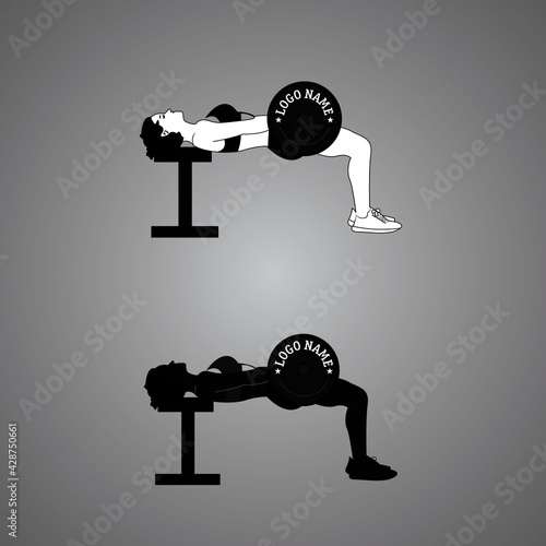 Hip Thrust Female Exercise logo vector design