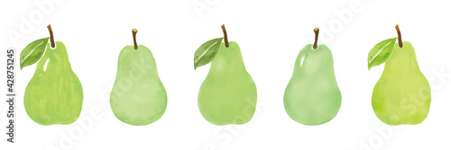 洋梨の水彩イラスト