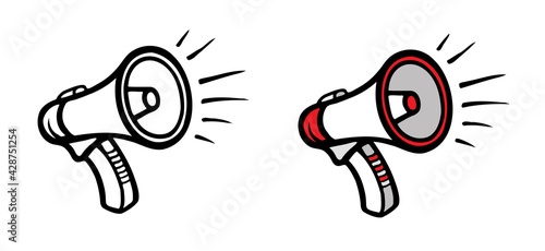 megaphon hand drawn cartoon sketch Vector clip art illustration