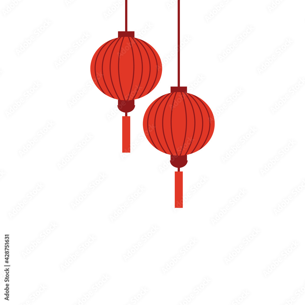 Chinese holiday lanterns illustration vector design on white background Chinese holiday lanterns illustration vector design on white background