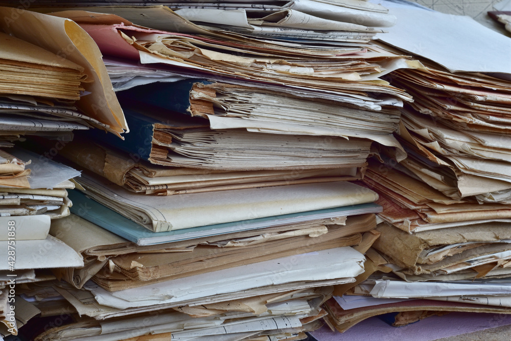 Obraz premium Old, randomly folded paper, as waste paper.