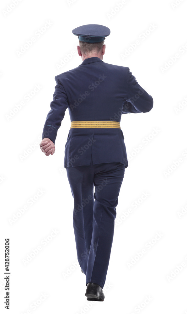air force officer striding forward. isolated on a white air force officer striding forward. isolated on a white