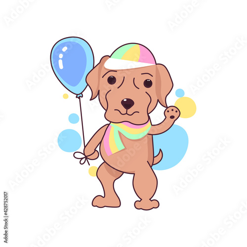 Cute Labrador dog LGBT symbol waving paw