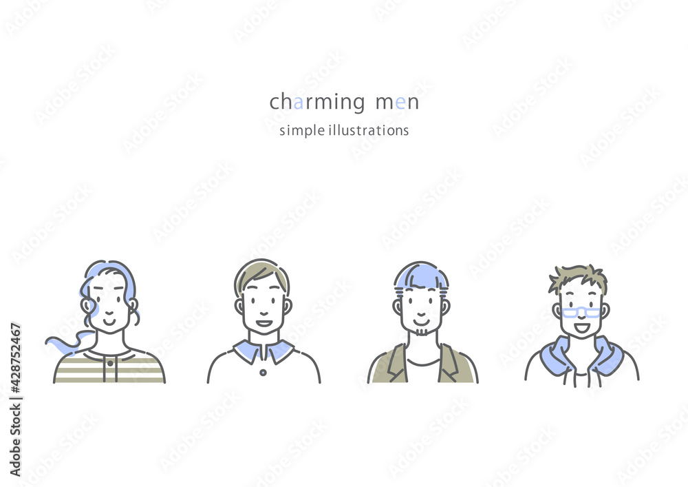 男性 さわやか シンプルでおしゃれな線画イラスト Stock Illustration Adobe Stock