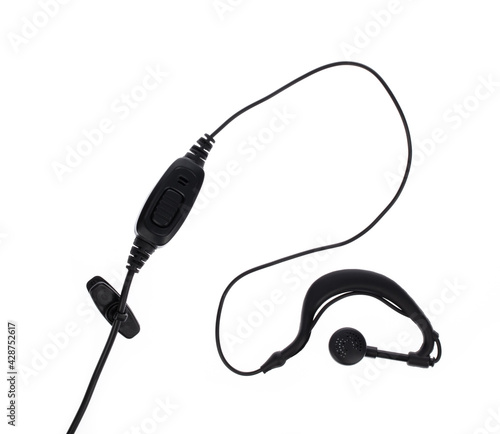 Valokuva Walkie talkie two-way radio earpiece fbi style isolated on a white background