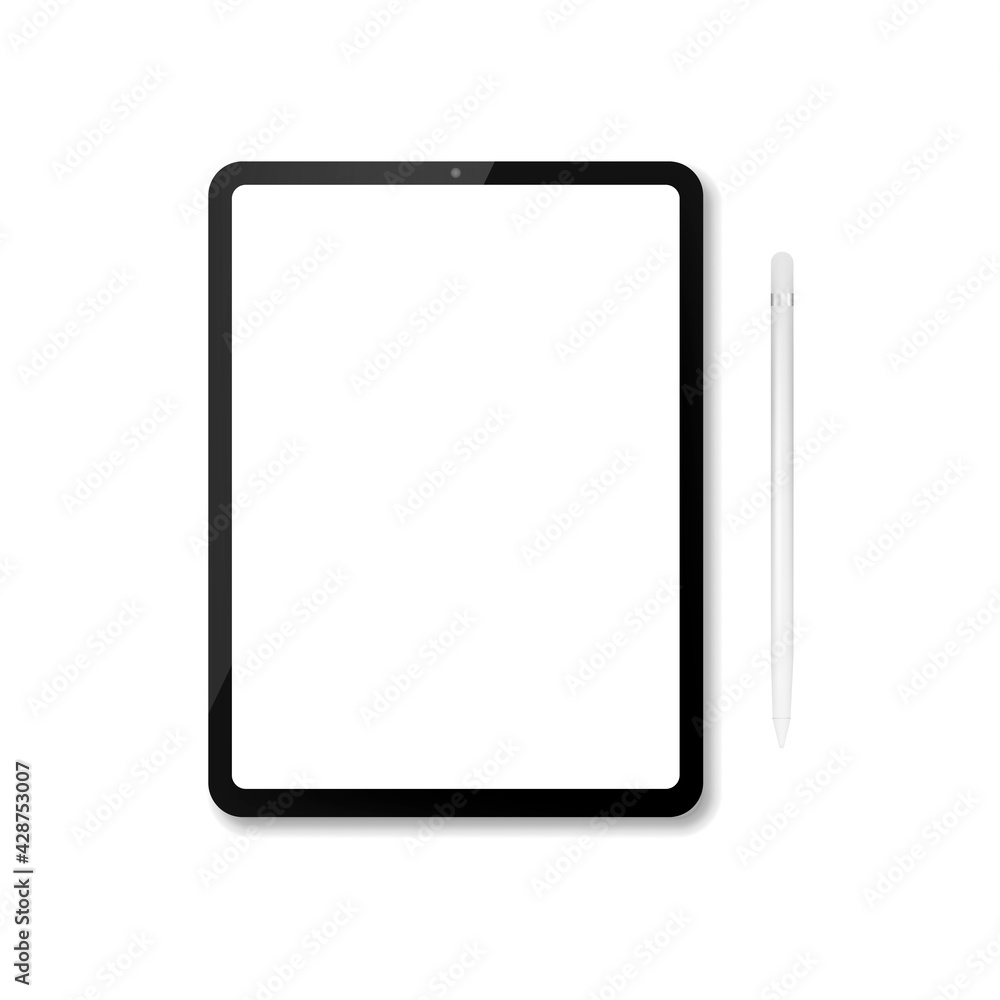 Tablet computer with stylus isolated.Vector illustration isolated on white background. Tablet computer with stylus isolated.Vector illustration isolated on white background.