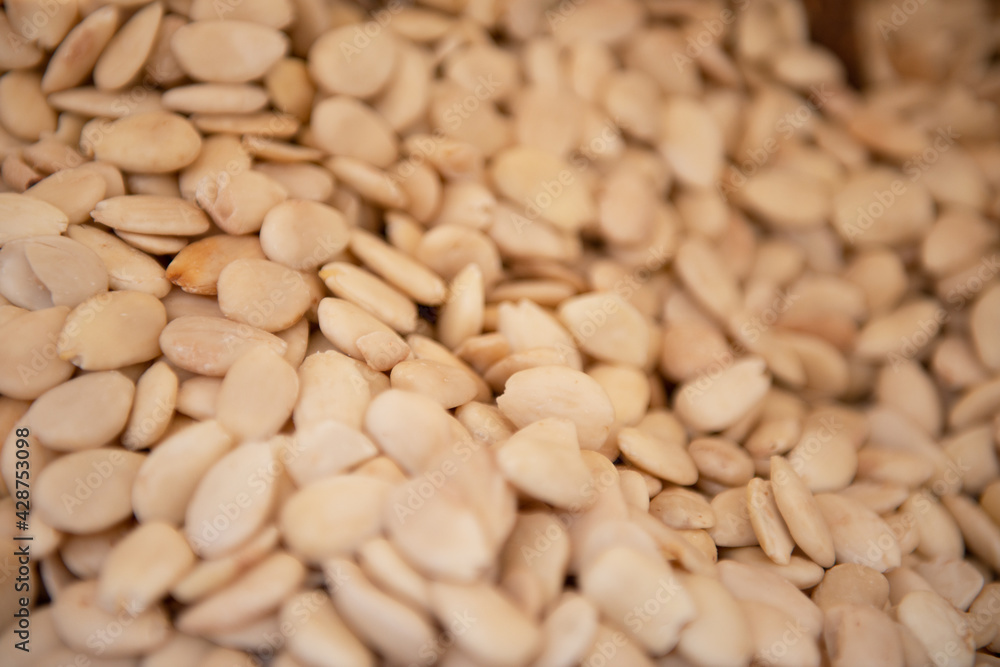 Nuts are solding in outdoor market, Sicily, Italy Nuts are solding in outdoor market, Sicily, Italy