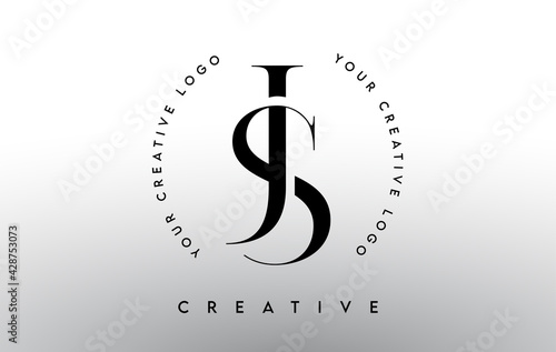 JS Letter Logo Design with Serif Typography Font and Elegant Modern Look