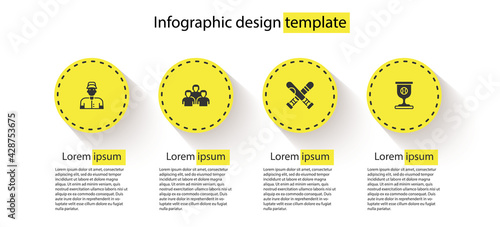 Set Baseball player, Team of baseball players, Crossed bat and Award cup with. Business infographic template. Vector
