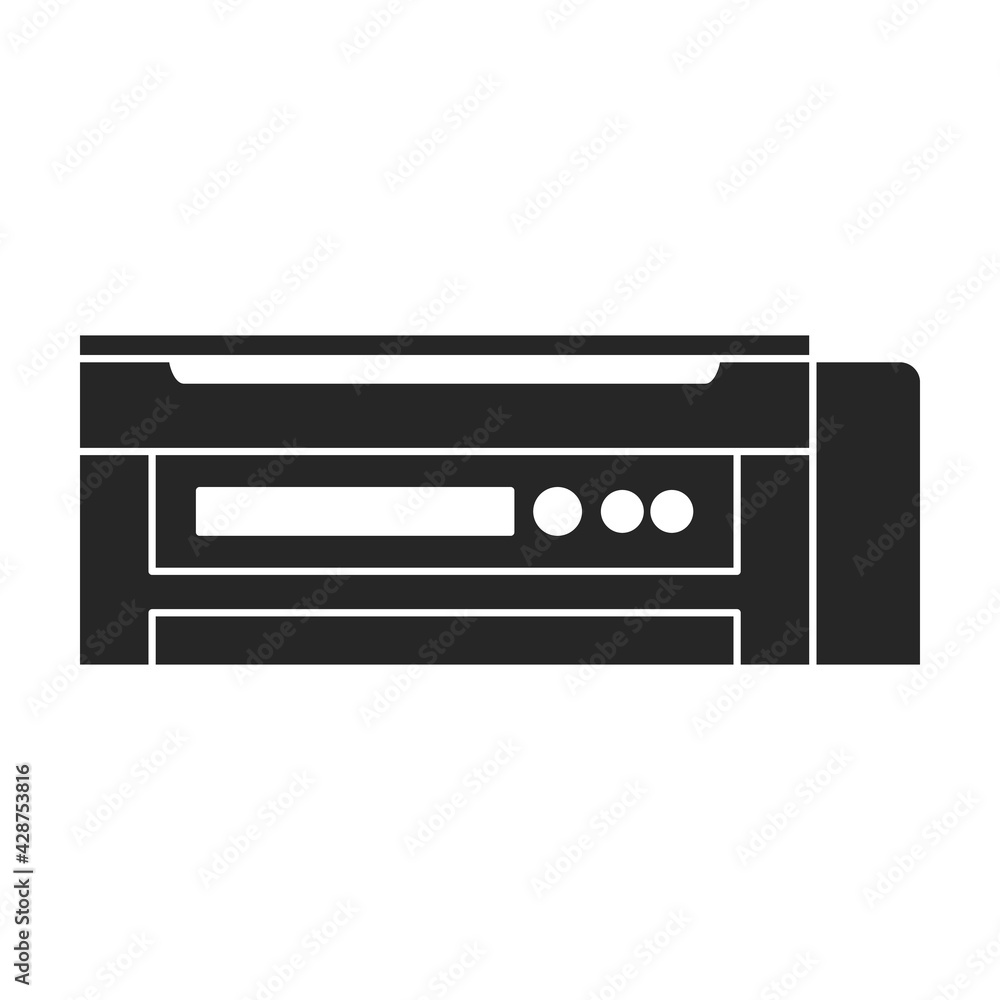 Fototapeta premium Printer office vector black icon. Vector illustration printer on white background. Isolated black illustration icon of office machine.