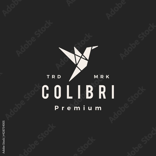 colibri bird geometric hipster vintage logo vector icon illustration